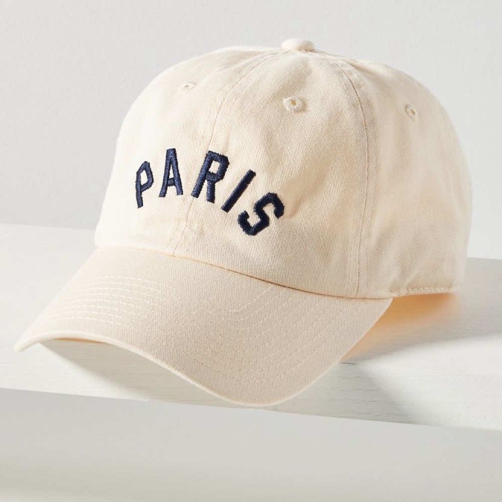 Anthropologie Cream and Navy Paris Cap